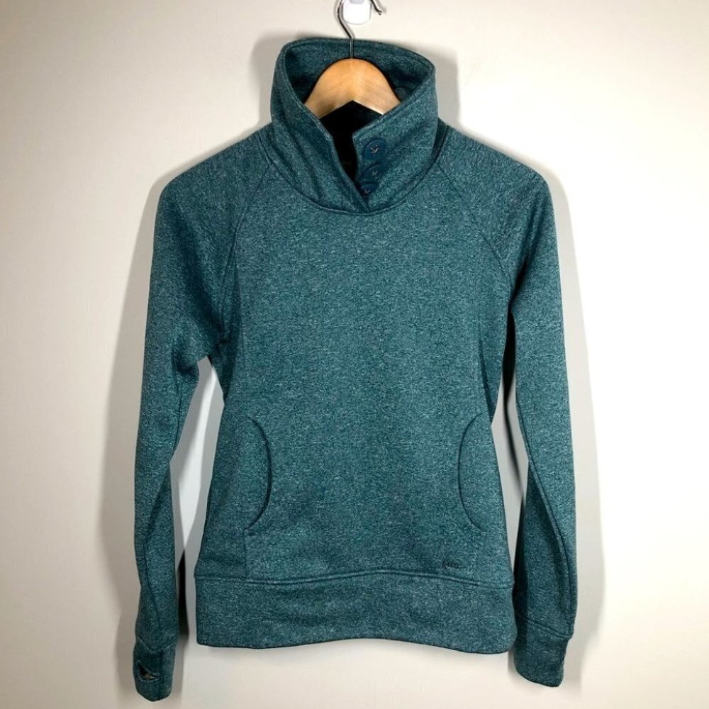 Kavu Marled Teal Button Up‎ Funnel  Neck Pullover Size XS